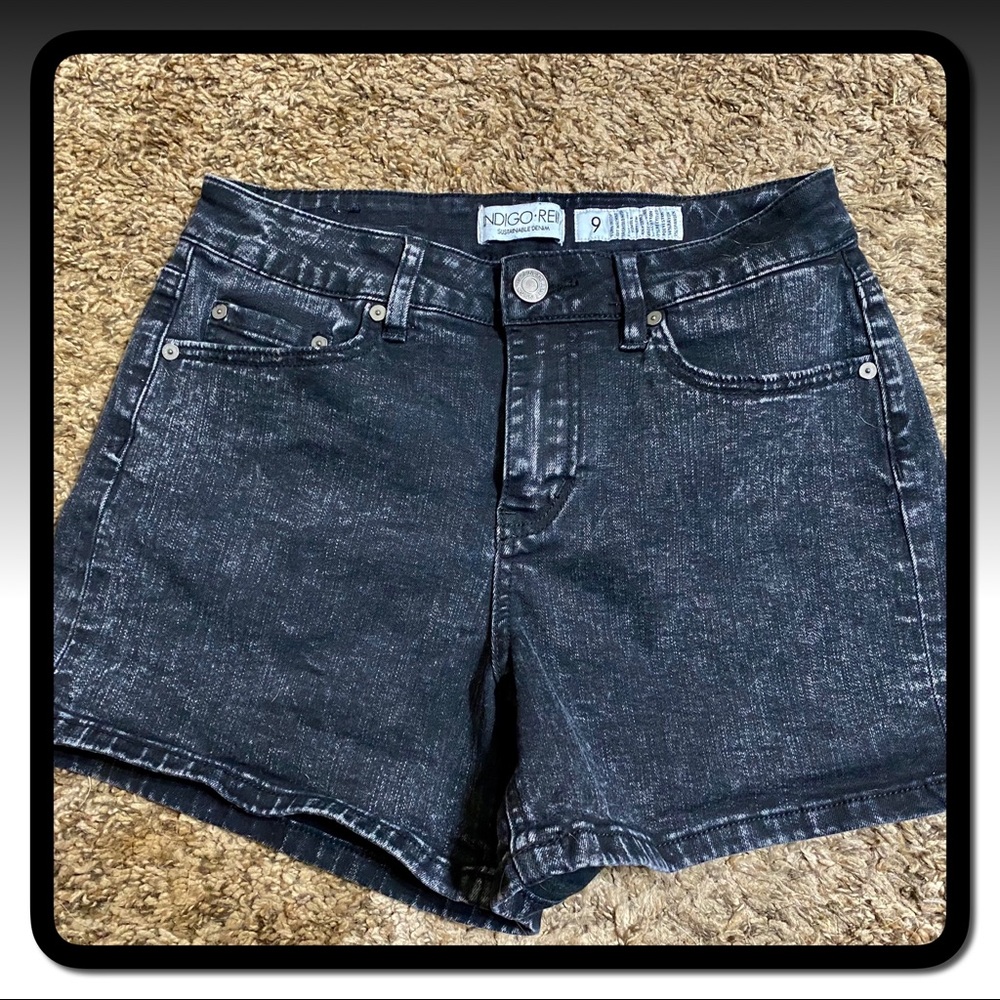EUC Black Acid Wash Denim Shorts